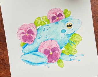 Pansies Frog - Original Painting