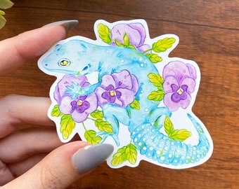 Pansies Gecko Sticker