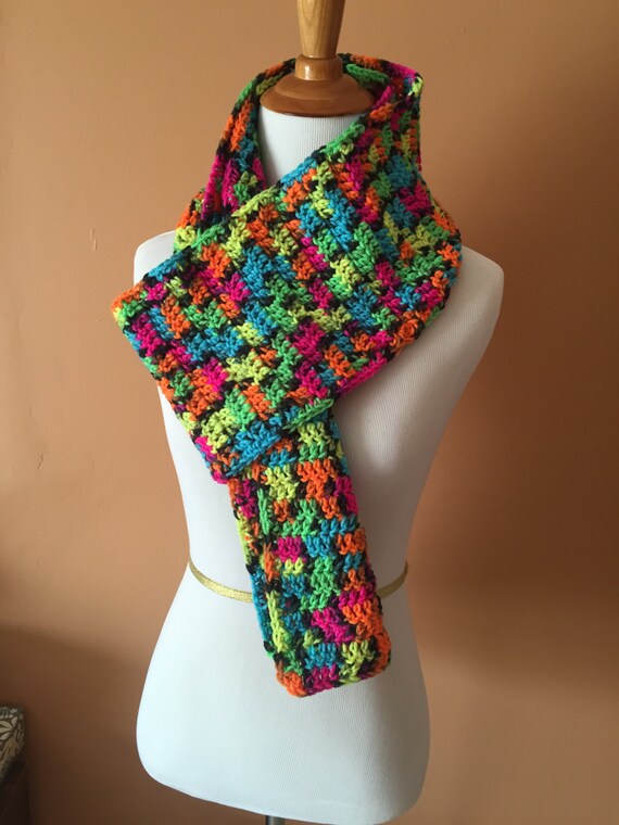 Items similar to Neon Scarf, MultiColoered Scarf on Etsy