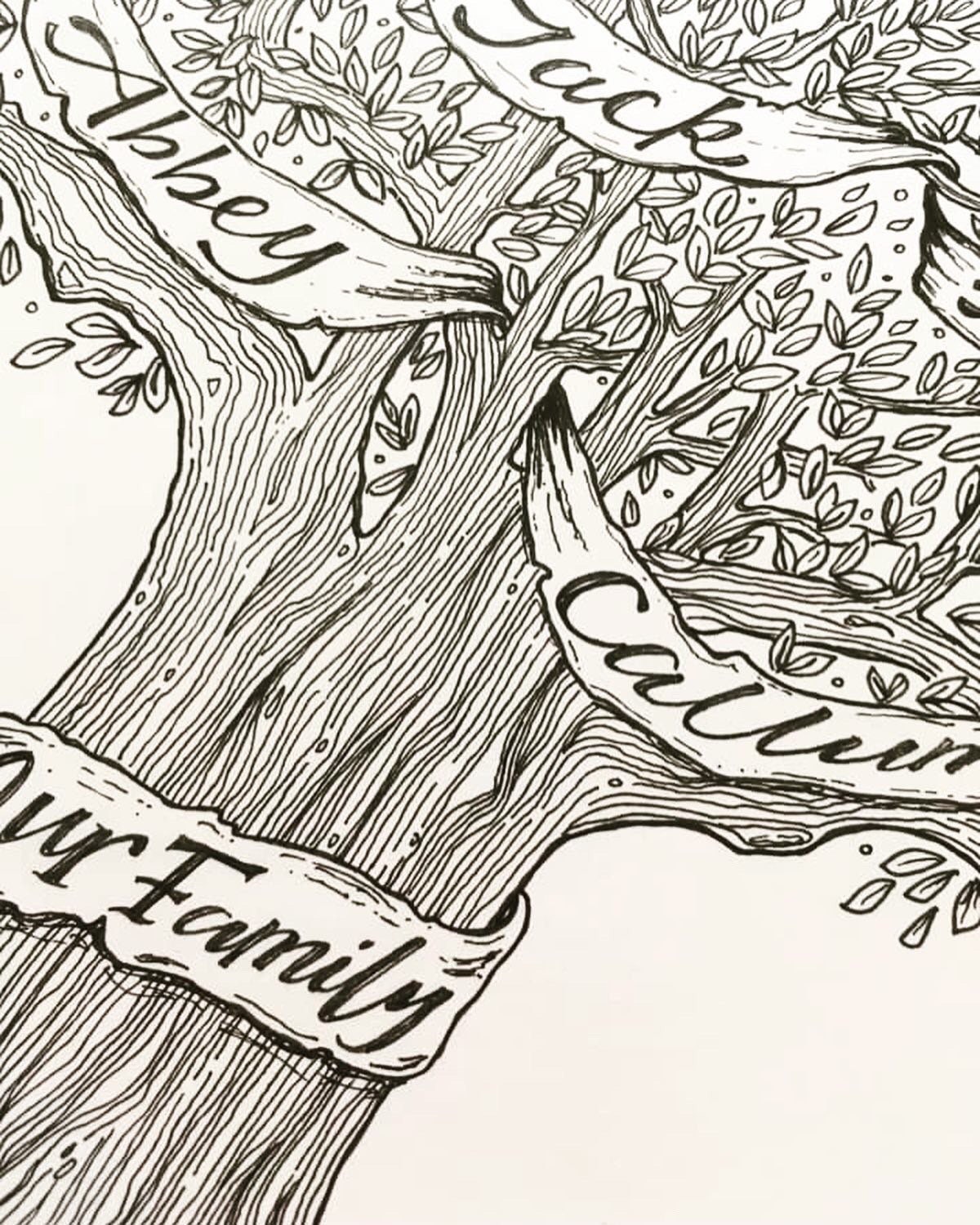 A3 Bespoke Family Tree Illustration. Hand Lettered to Your - Etsy