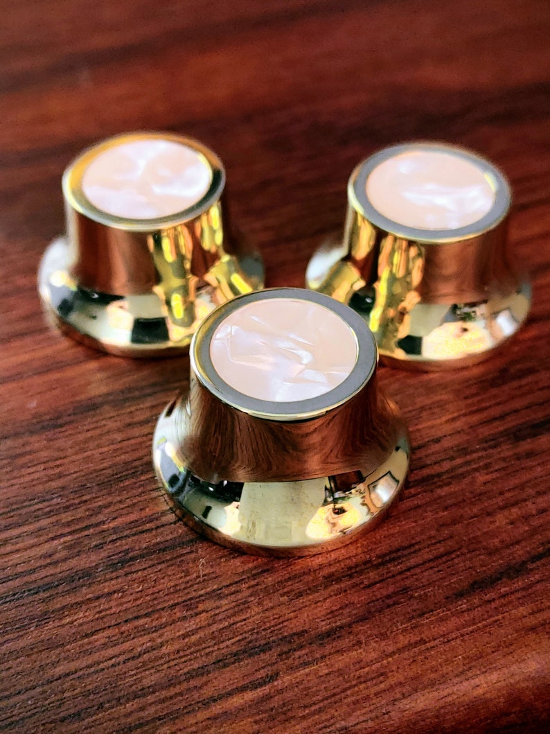 Custom Guitar Knob Set Handmade Brass With Pearloid Inlay - Etsy