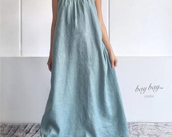 100% Linen Free Size Maxi Dress, one size fits all long dress, oversized dress, casual vacation dress, plus size holiday summer beach dress