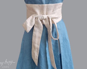 Obigürtel aus reinem Leinen, Breiter Wickelstoff Taillengürtel für Kleid, Kimono oder Hemd, Mehrzweckgürtel, Korsettgürtel, langes breites Gürtelzubehör