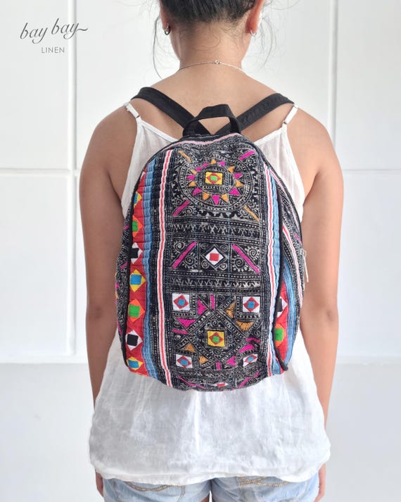 Colorful hand made backpack! Handmade Hexagon Quilt Mini Backpack, Gift for Girl - Etsy main image 4