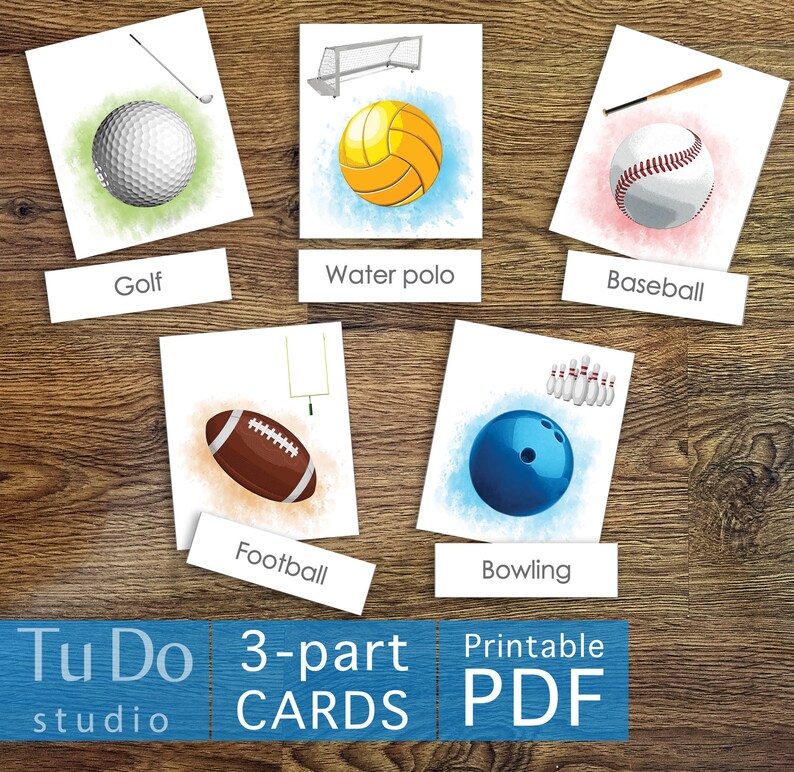16 SPORT BALLS Flashcards Digital Files ONLY Montessori - Etsy