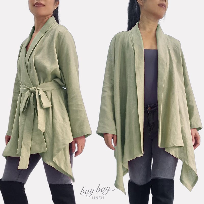 Flowy Kimono Cover-Up with Waist Tie and Open Front