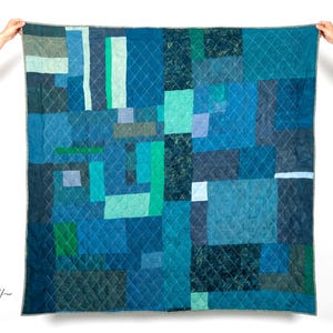 2 x 2 m / 79 "x79" - Reines Leinen & natürliche Baumwolle Patchwork Steppdecke, Wendedecke, doppelseitig