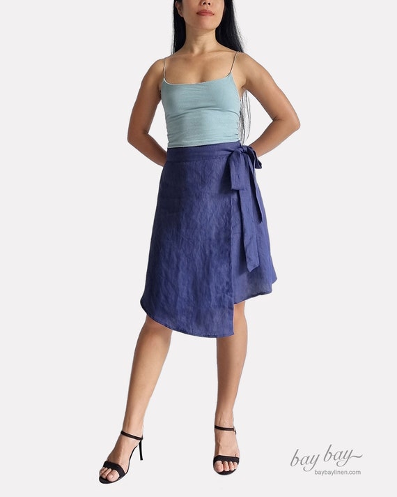 100% Linen wrap skirt with side tie, mini linen skirt, high waist skirt, midi linen skirt, linen skirt for office, casual street style skirt