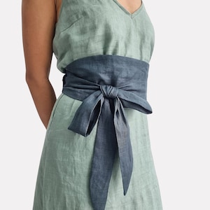 Obi belt 100% linen, Wrap fabric belt mix and match, Multi-purpose waist belt, Corset belt for dress & kimono, long wide belt accessory