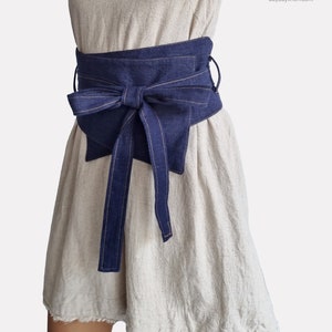 100% Linen Obi belt, Wrap Fabric Belt, Multi-purpose waist belt, Corset belt for dress & kimono, stylist long wide belt accessory