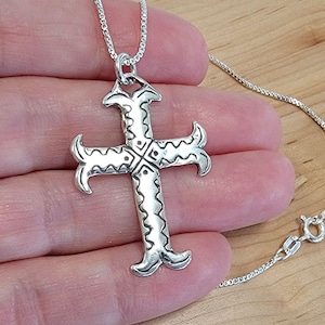 Sterling Silver Gothic Cross Pendant Necklace - Mary B Hetz Design