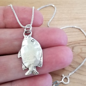 Vintage Sterling Silver Fish Charm Necklace - Chain Optional - Double Sided Fish Pendant By Designer Mary B Hetz, Made in U.S.A.