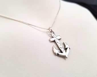 Unique Sterling Silver Nautical Anchor Charm Pendant Necklace (Chain Optional) by Designer Mary B Hetz, Made in USA