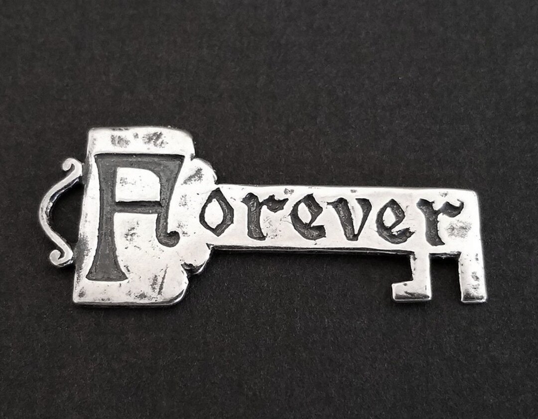 Vintage Sterling Silver FOREVER Key Pendant - Mary B Hetz Vintage Sterling Silver FOREVER Key Pendant - Mary B Hetz