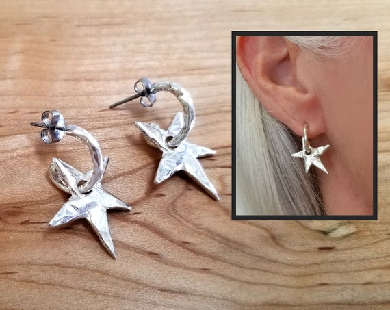 Lulia. Sterling Silver Opal Star Hoop Earrings | Aluna Mae | SilkFred UAE