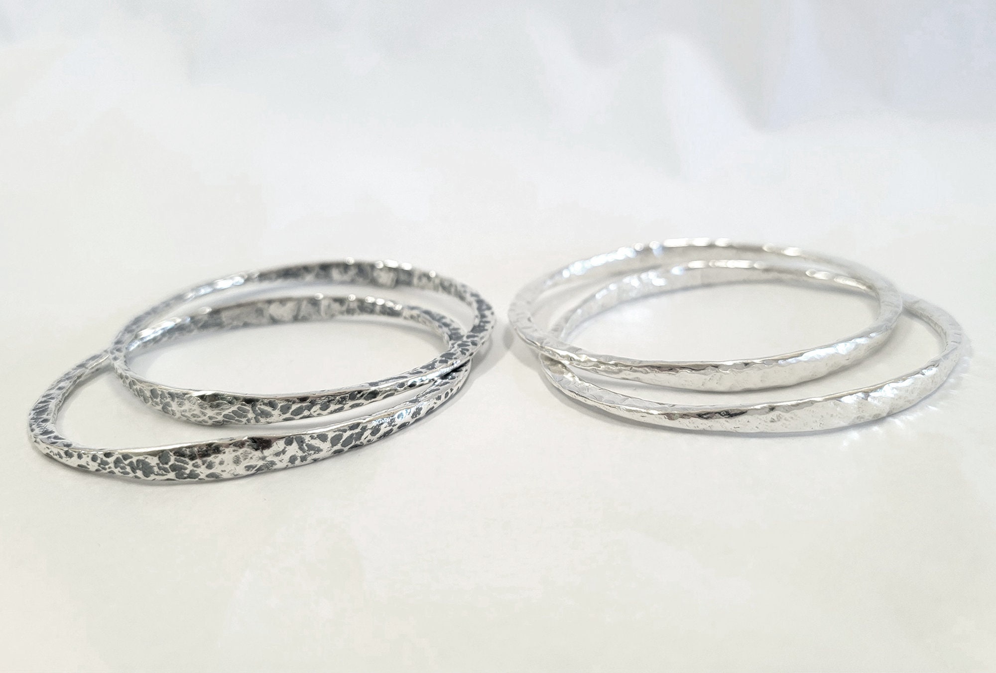 Rustic Sterling Silver Oval Bangle Bracelet, Textured Rustic Sterling Silver Oval Bangle Bracelet, Textured