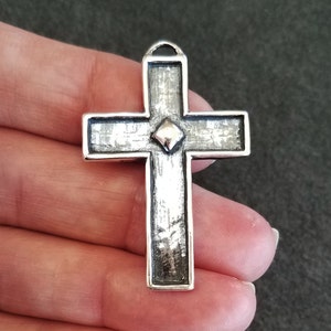 Unique Vintage Sterling Silver LARGE Cross Pendant Necklace - Chain Optional -  Dimensional Cross By Designer Mary B Hetz, Made in USA
