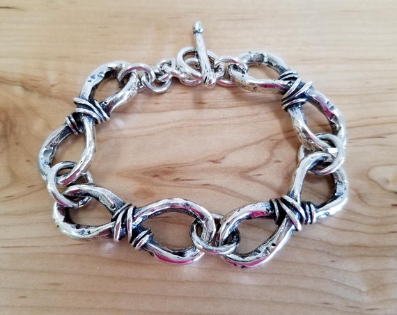 Solid Sterling Silver Chunky Infinity Link Bracel… - image 2