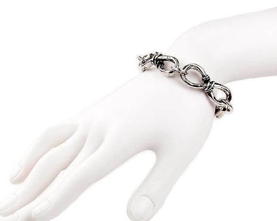 Solid Sterling Silver Chunky Infinity Link Bracel… - image 7