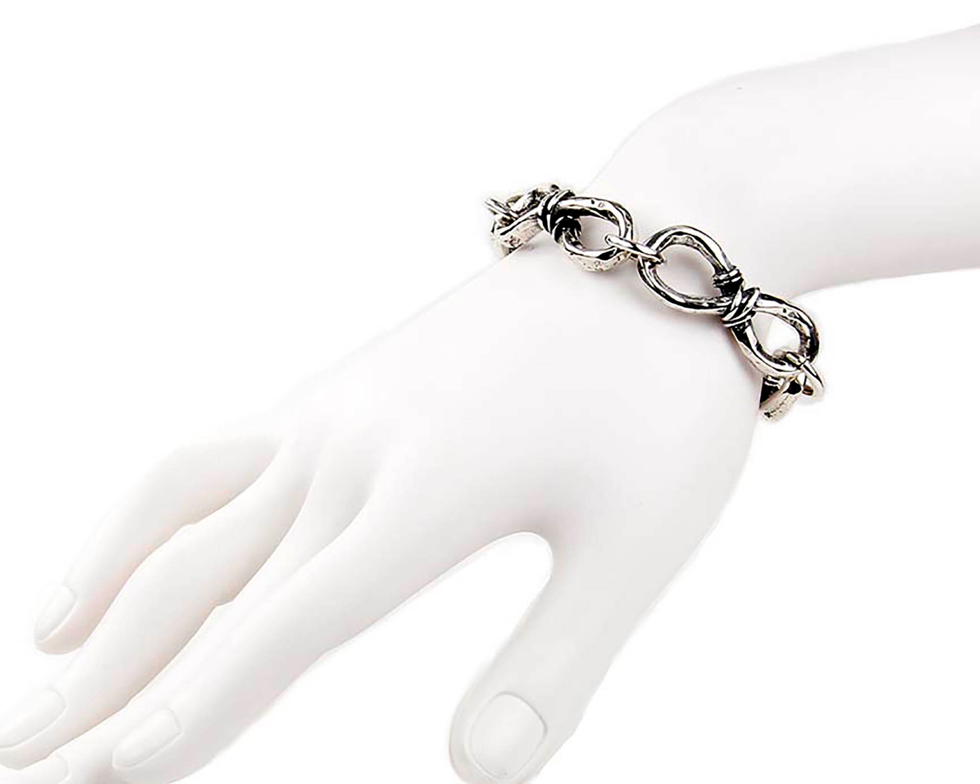 Solid Sterling Silver Chunky Infinity Link Bracelet with Wire Etsy