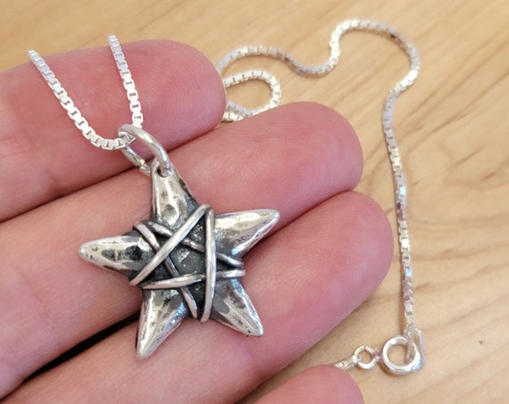 Sterling Silver Rustic Star Pendant Necklace (chain Optional