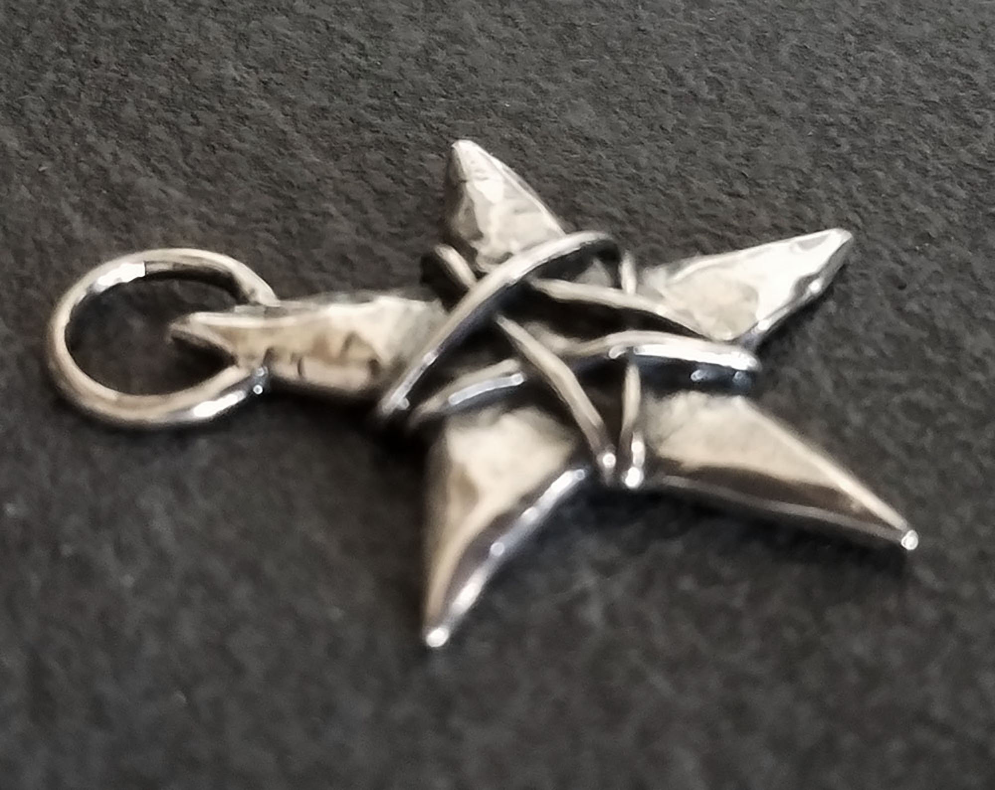 Vintage Sterling Silver Large Star With Wire Wrap Pendant