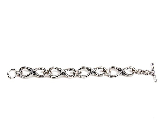 Solid Sterling Silver Chunky Infinity Link Bracel… - image 5