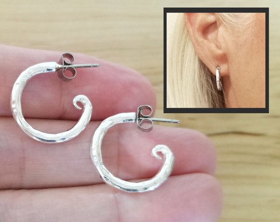 ピアス Sterling Silver925 / Brass 2.0 Hammered Hoop Earring Sterling Silver925 / Brass 2.0 Hammered Hoop Earring