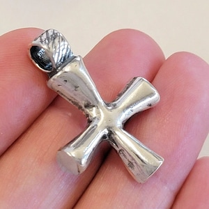 Colgante de cruz copta tridimensional de plata de ley maciza vintage, colgante de cruz rústica tridimensional, cruz de Santa Teresa, cruz copta africana