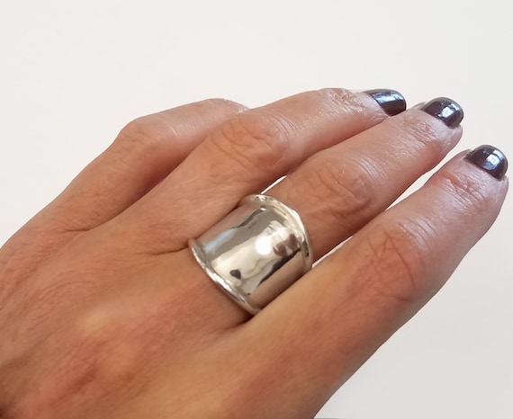 Unique Sterling Silver Wide Band Statement Ring, … - image 7