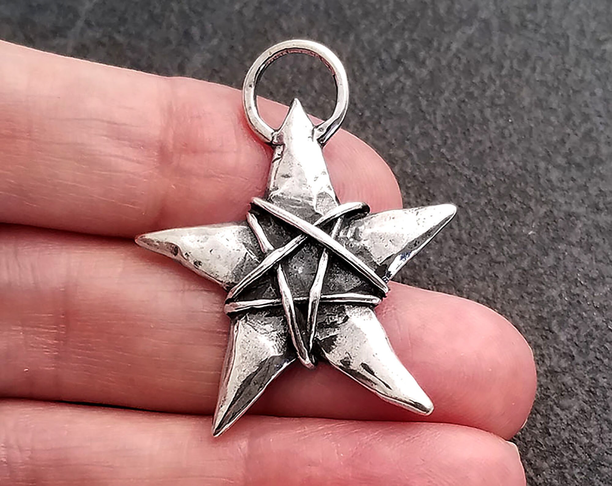 ETRE✖️marihoja Vintage Sterling Silver Large Star With Wire Wrap Pendant