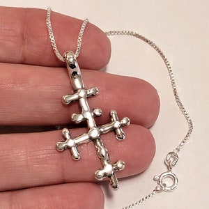 Vintage Sterling Silver Jerusalem Cross Pendant Necklace - Mary B Hetz