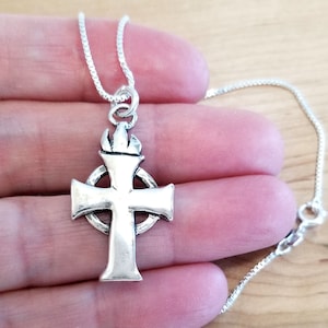 Vintage Sterling Silver Celtic Cross With Flame Necklace - Chain Optional - By Designer Mary B Hetz, Made in U.S.A
