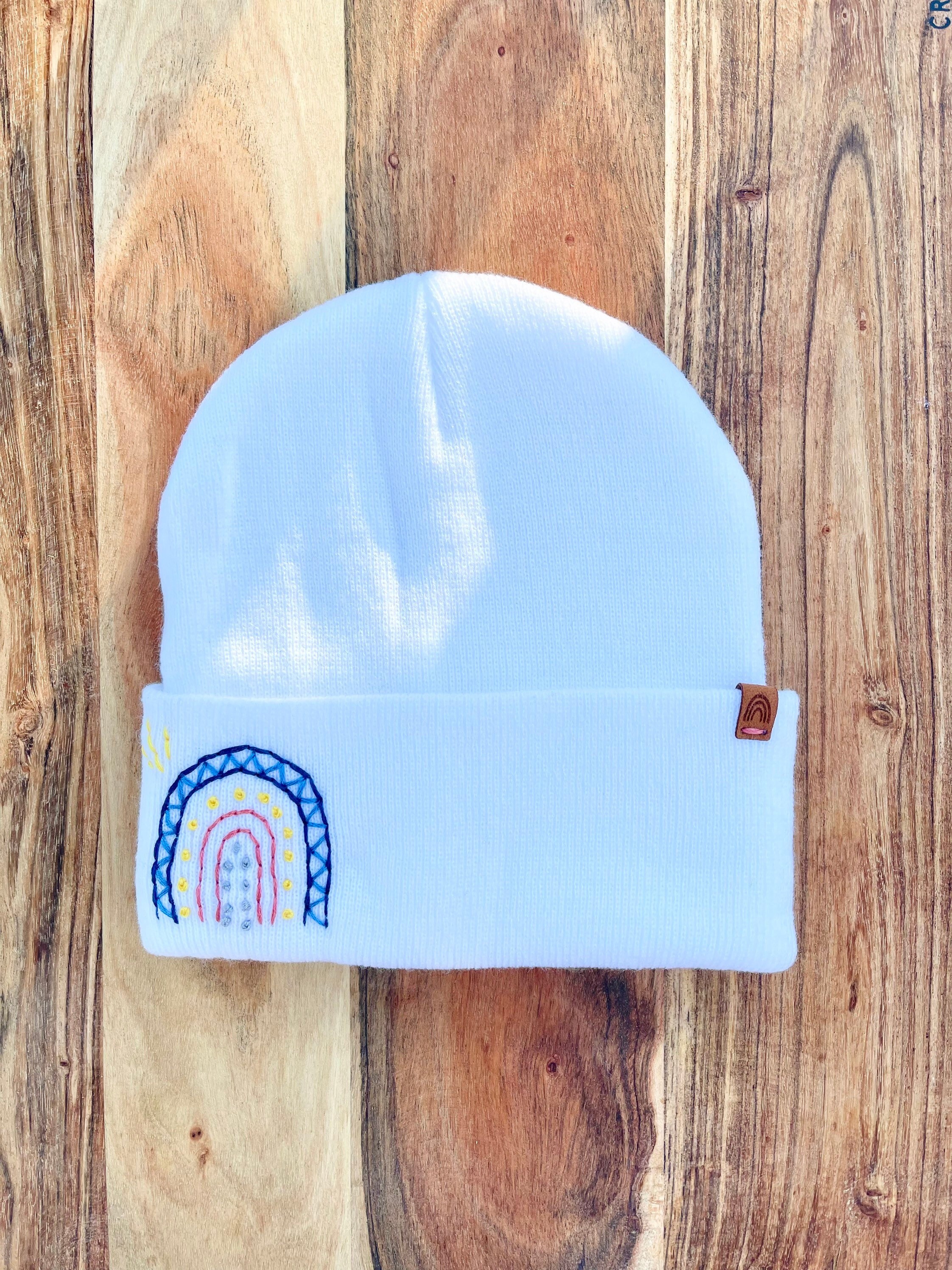Womens Knit Beanie Embroidered Hat Knit 