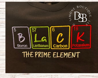 Black The Prime Element Embroidered Crewneck Sweatshirt Black History