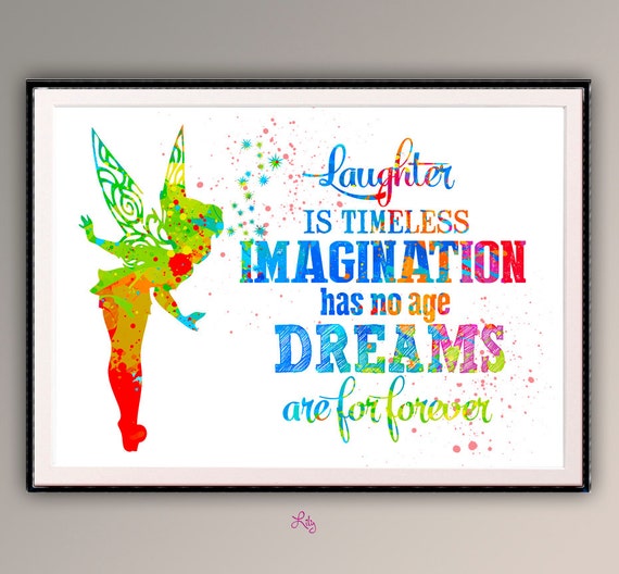 Tinkerbell Zitat Aus Peter Pan Aquarellkunst Farbenfrohes Etsy