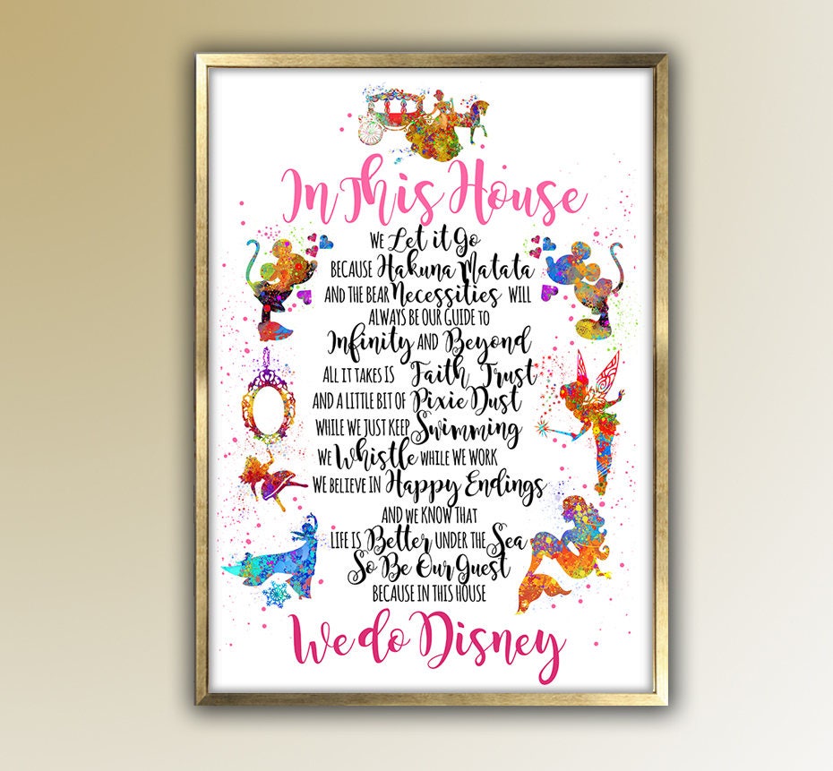 In This House We Do Disney Be Our Guest Art Gift For Her Home Decor Room Wall