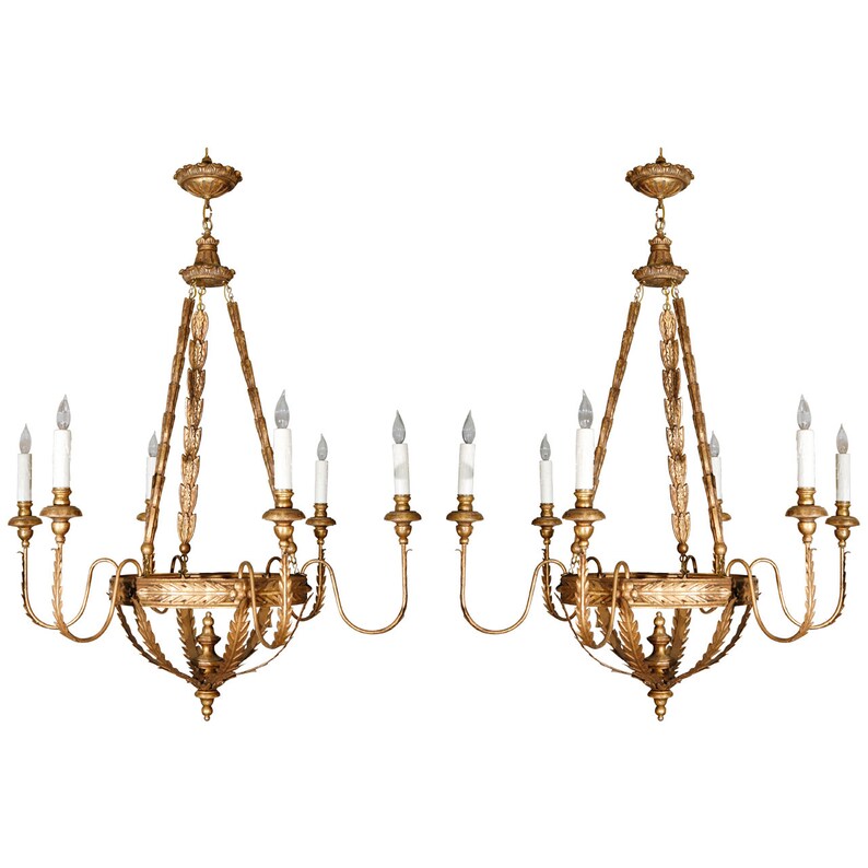 Gilded Wood and Iron Chandelier Etsy