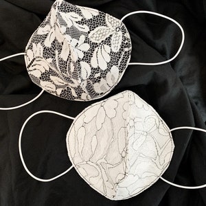Lace Masks - Bridal Lace masks - Fashionable masks - face masks - masks for the face - stylish masks - black and white masks - lace mask