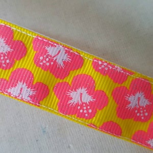 Heiße rosa Hibiskus auf gelb kein Schlupf-Stirnband, Glitter Non Slip Stirnband, Blumen, Sommer, Stirnbänder, Neon, Fitness-Zubehör, mondänen Bands Bild 1