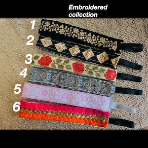 Embroidered wide headbands, no slip headbands, non slip headbands, fancy headbands, embroidery, unique headbands