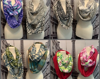 Infinity Swanky Scarves, fleece scarves, Scarf, Winter Scarf, Patterned Scarves, Reversible scarves, warm scarves