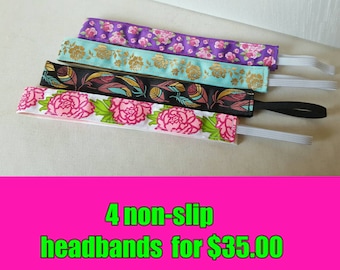 4 for 35 YOU CHOOSE Headband Promotion -Non Slip fitness Headbands, Velvet Headbands, Fitness Headbands, Running Headbands