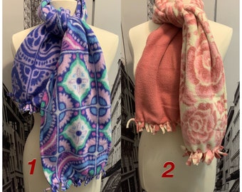 Reversible damask Swanky Scarves, fleece scarves, Scarf, Winter Scarf, Patterned Scarves, Reversible scarves, pink and purple warm scarves