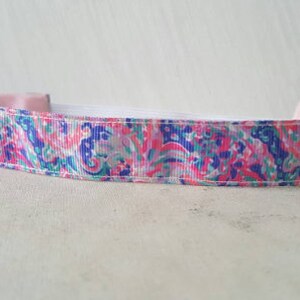 Pink and warm summer Tropical Prints non slip headbands, Non slip headbands, no slip headbands, summer headbands, colorful headbands image 5