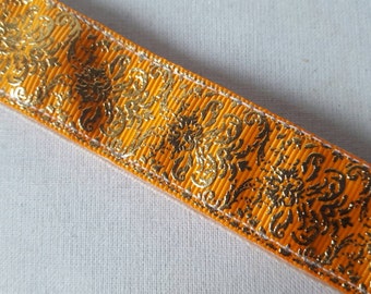 Orange and gold damask no slip headband, Non slip headband, damask, glitter headband, running headband, velvet headband, Swanky bands