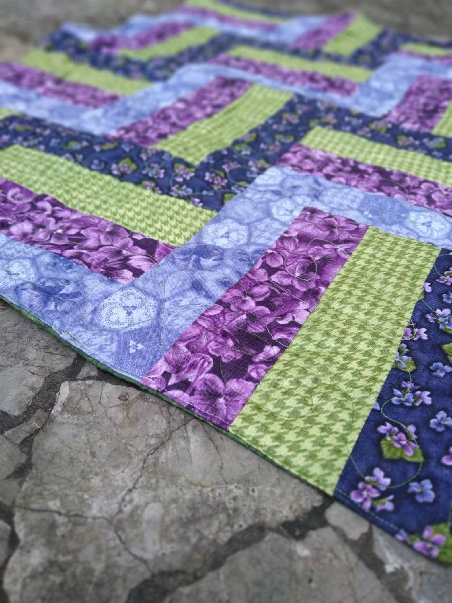 Purple and Green Baby Quilt Crib Quilt Lap Blanket Violets Lap Etsy