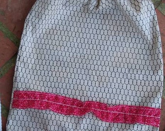 Cotton fabric and cotton rope child size drawstring backpack bag Childrens drawstring bag Drawstring backpack Childrens backpack School bag