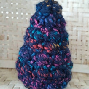 Navy blue with rainbow strand medium crocheted bobble Christmas tree Crocheted stuffed Christmas tree Stuffed Christmas tree Knit tree
