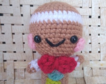 Sweet little stuffed gingerbread man Gingerbread man Crocheted gingerbread man Toy gingerbread man Stuffed toy gingerbread man Crocheted toy